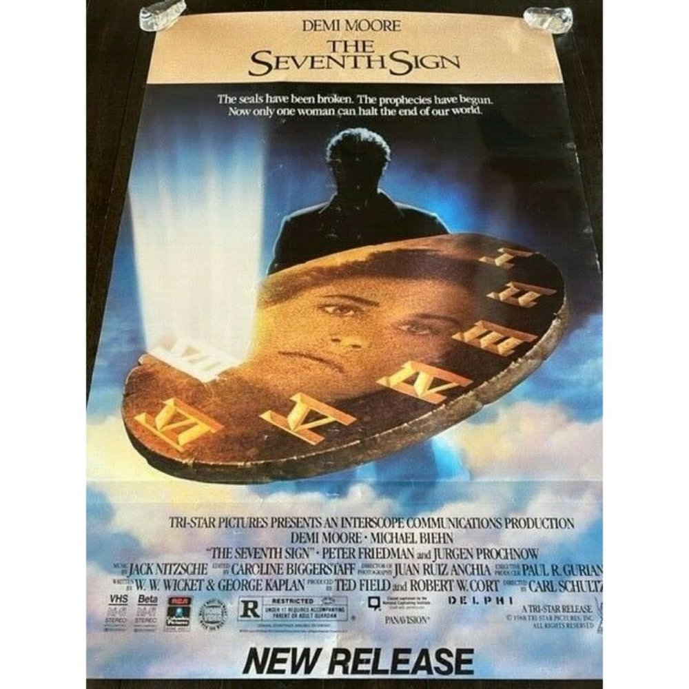 Movie Theater Cinema Poster vtg Lobby Card 1988 The Seventh Sign Demi Moore seal